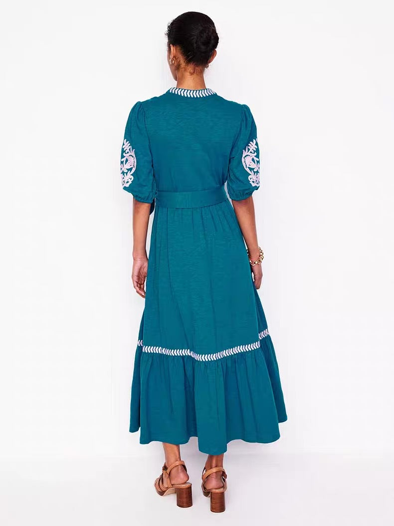Cotton Jersey Embroidery Dress
