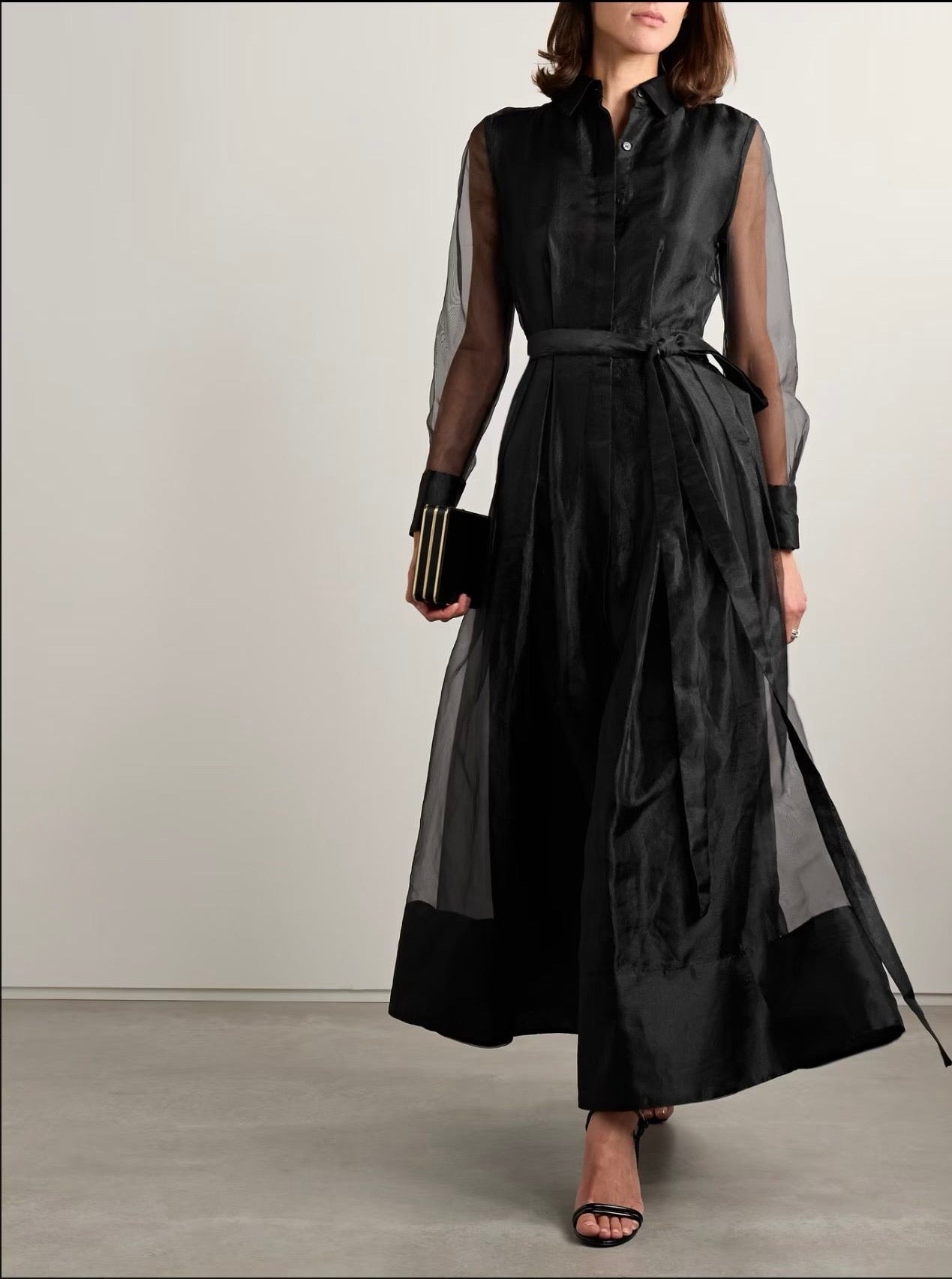 Organza Belted Midi Dress