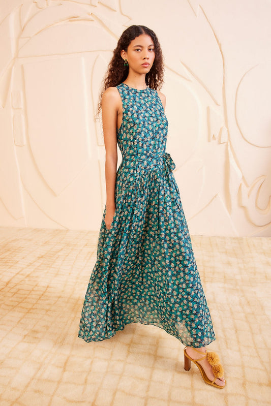 Silk Pleated Maxi Dress