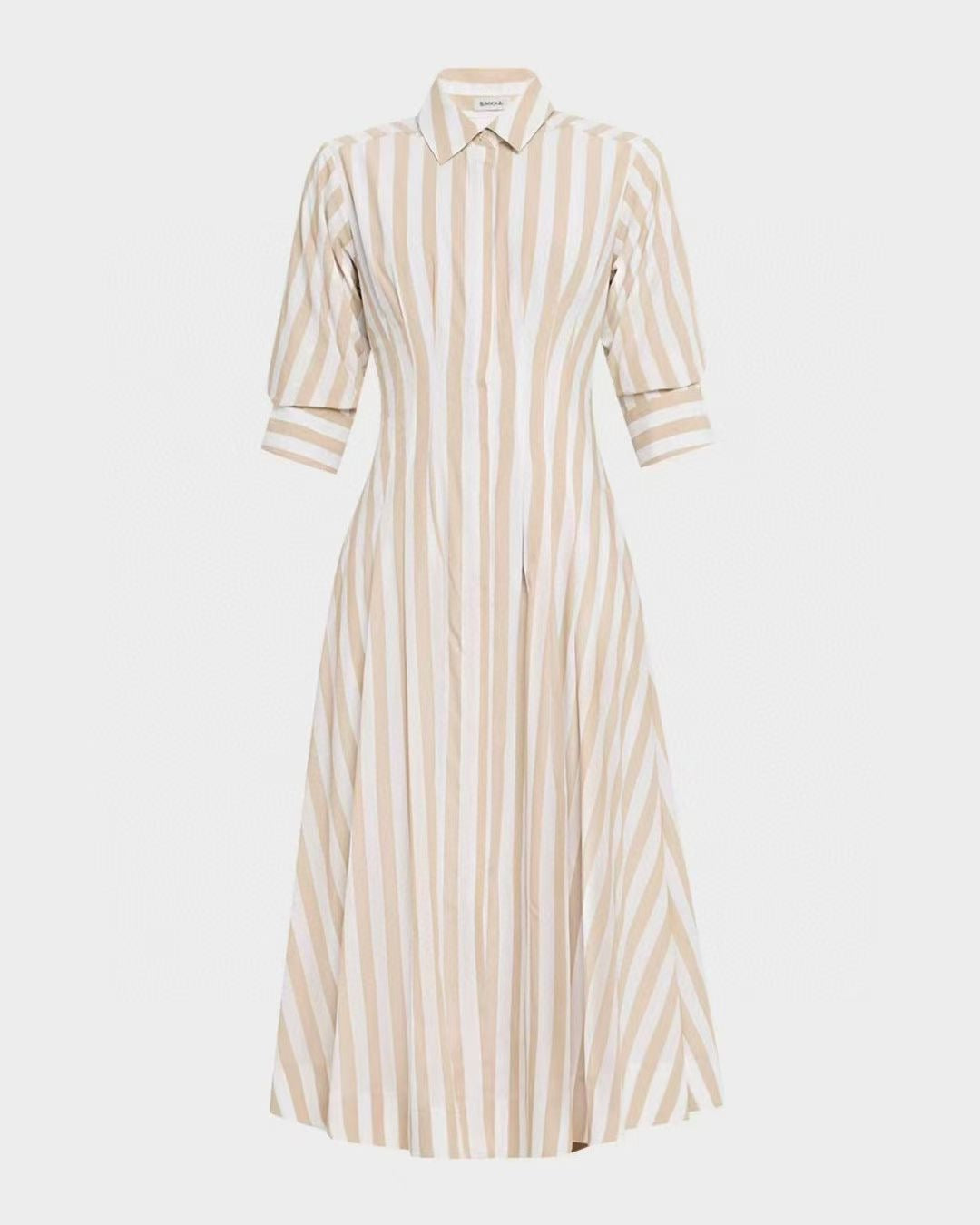 Cotton Stripe Shirt Dress