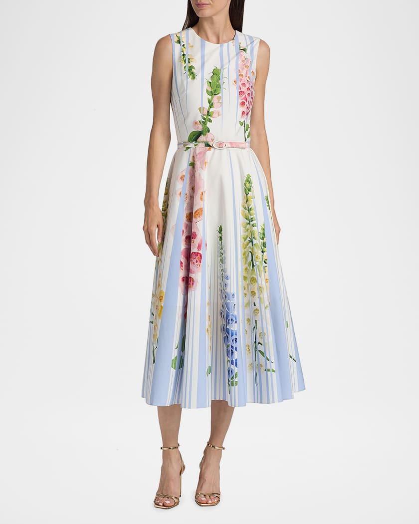 Cotton Floral-Print Midi Dress