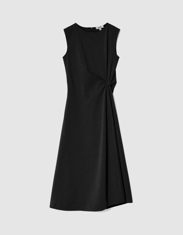 Spandex Twist Waist Midi Dress