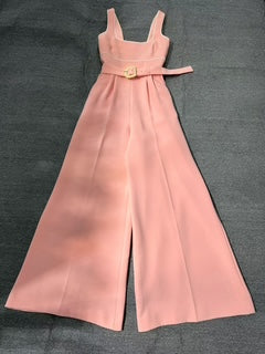 Wide-Leg Belted Jumpuit