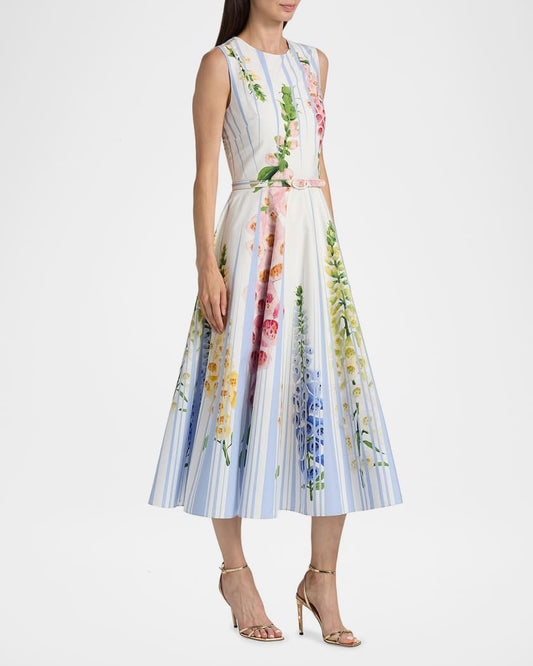 Cotton Floral-Print Midi Dress