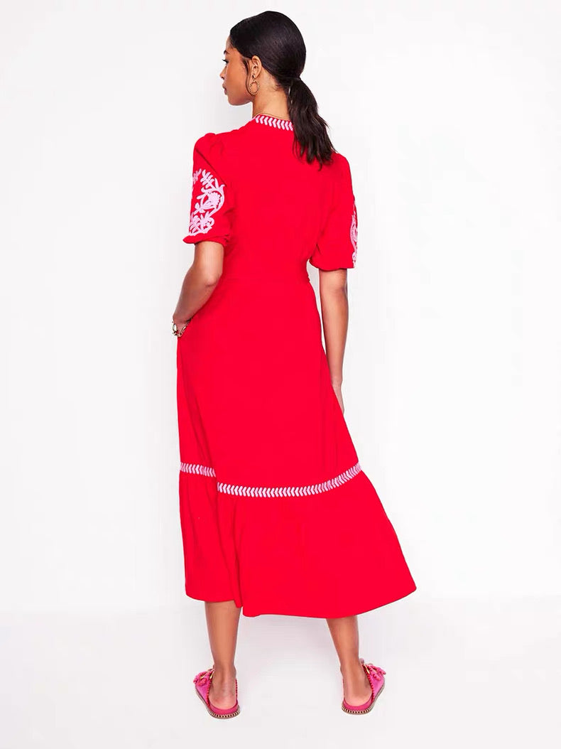 Cotton Jersey Embroidery Dress
