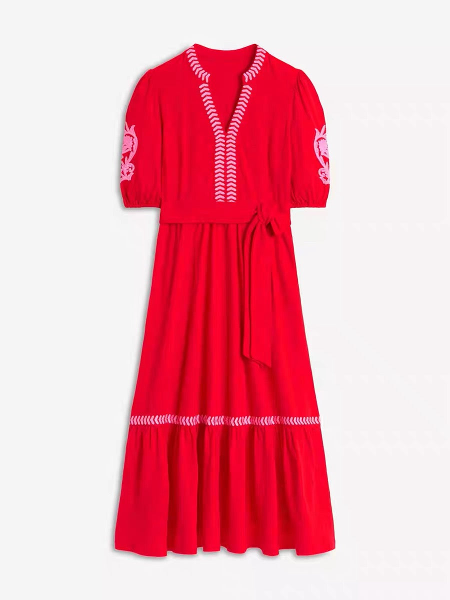 Cotton Jersey Embroidery Dress