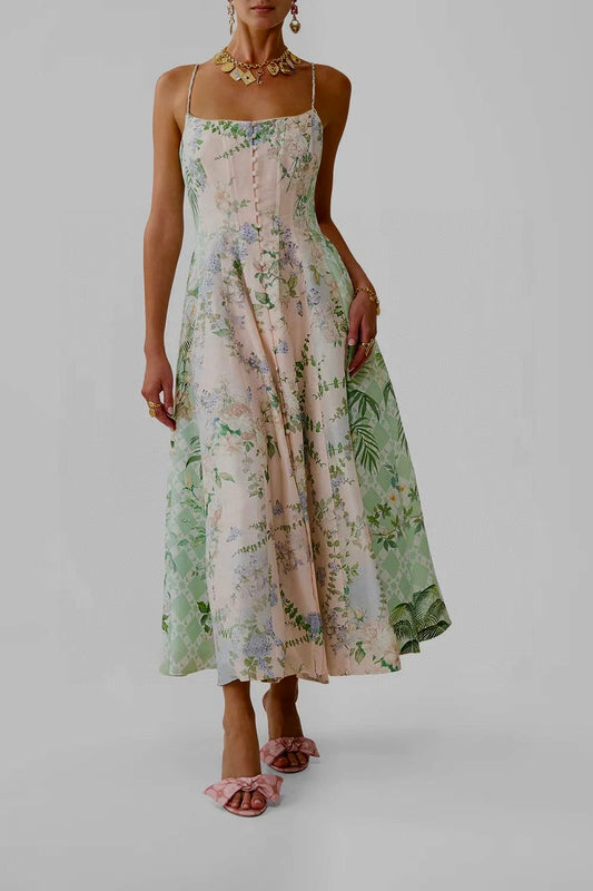 Silk Linen Corset Dress