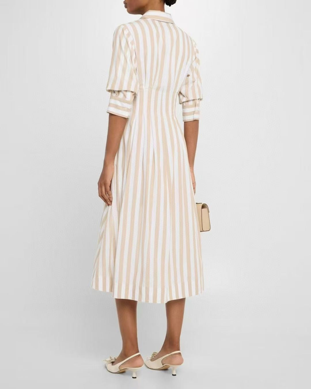 Cotton Stripe Shirt Dress