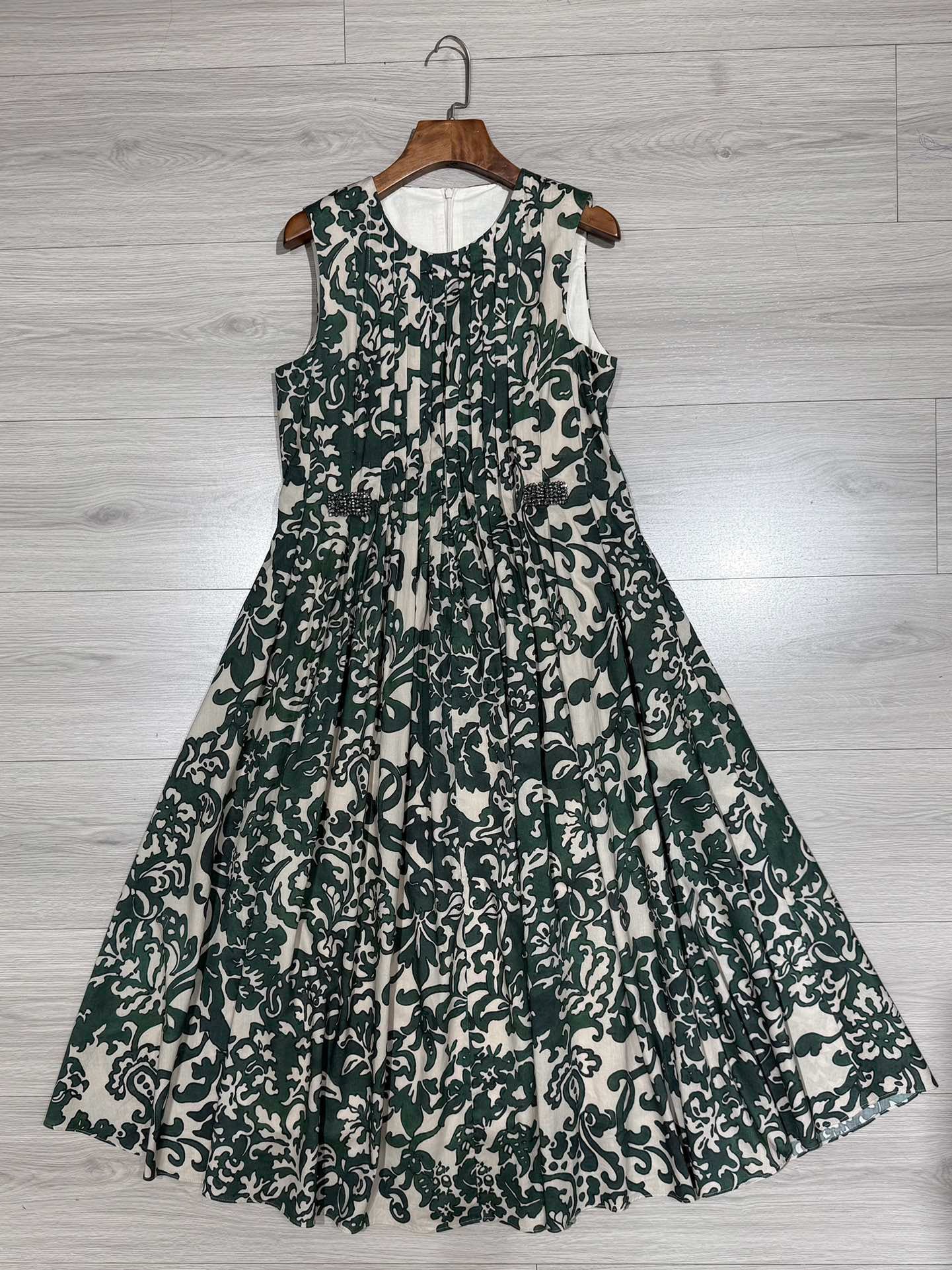 Cotton Olive Midi Dress