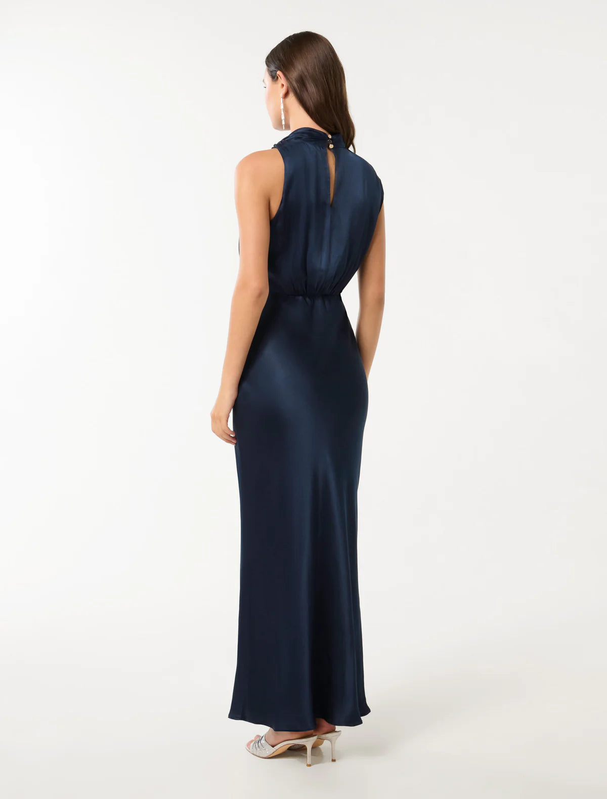 Sateen High-Neck Gown
