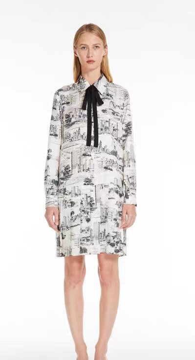 Silk Pleated Hem Dress