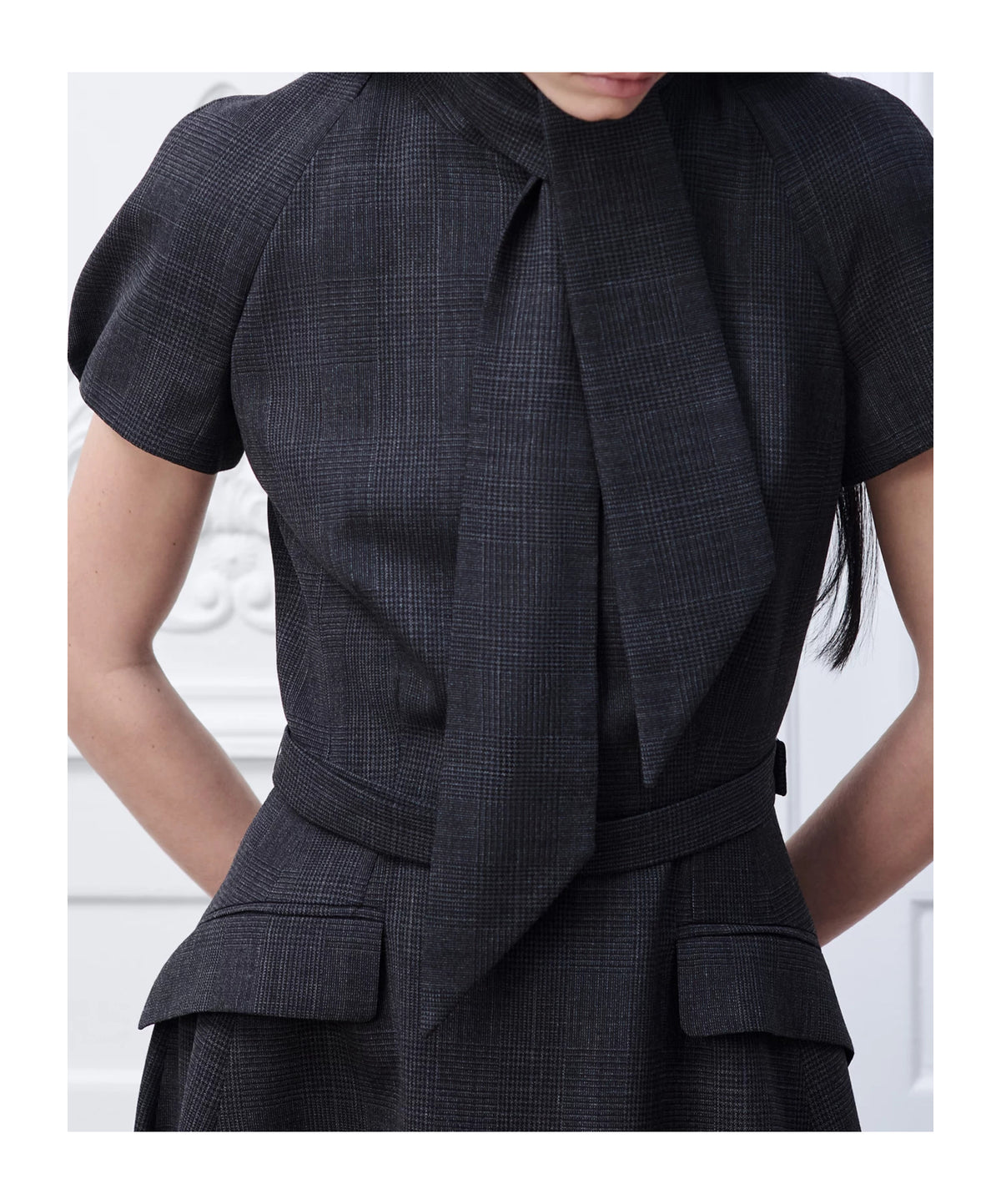 Tweed Tied Collar Dress