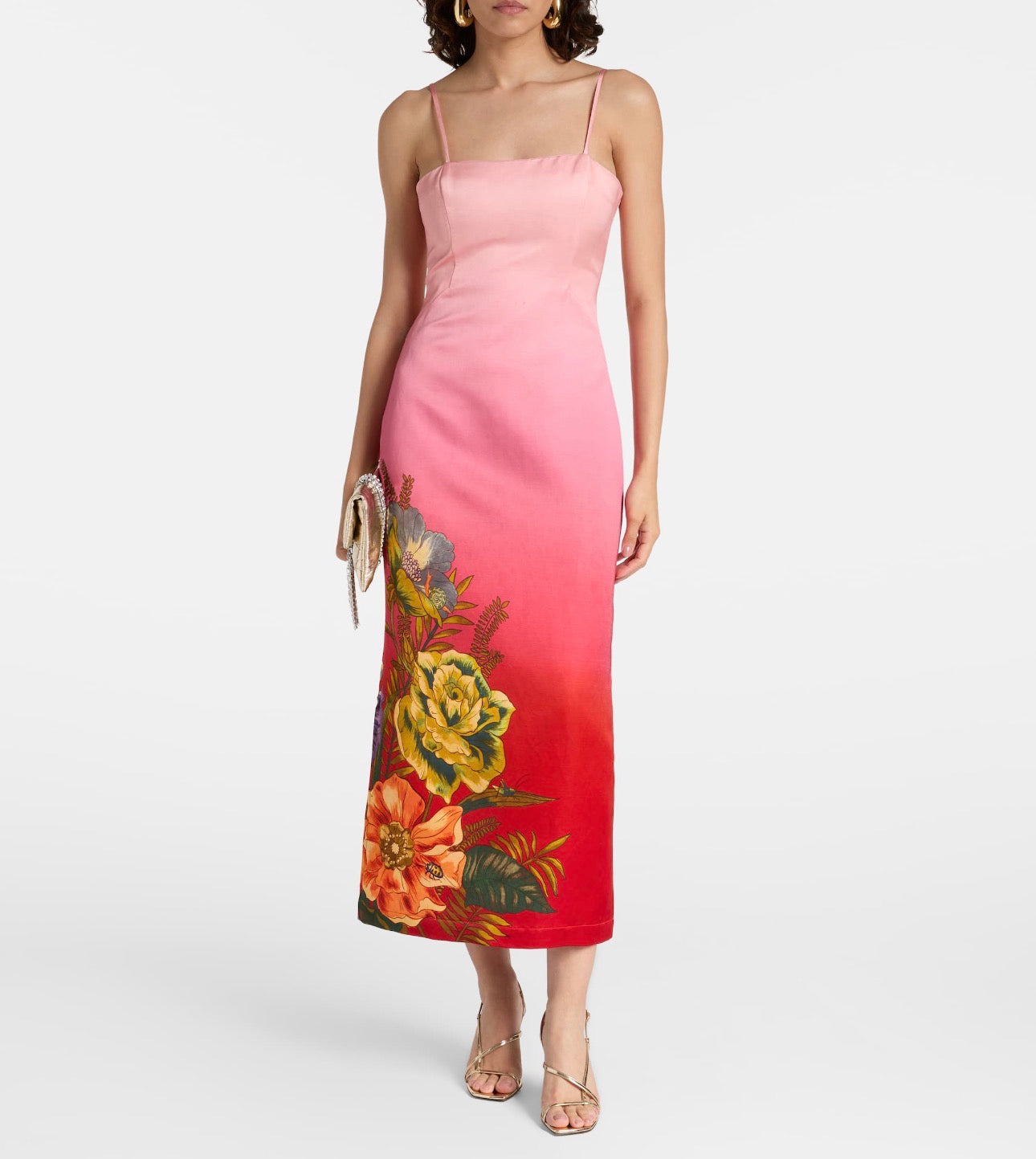 Spandex Floral-Print Midi Dress