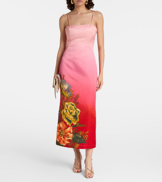 Spandex Floral-Print Midi Dress