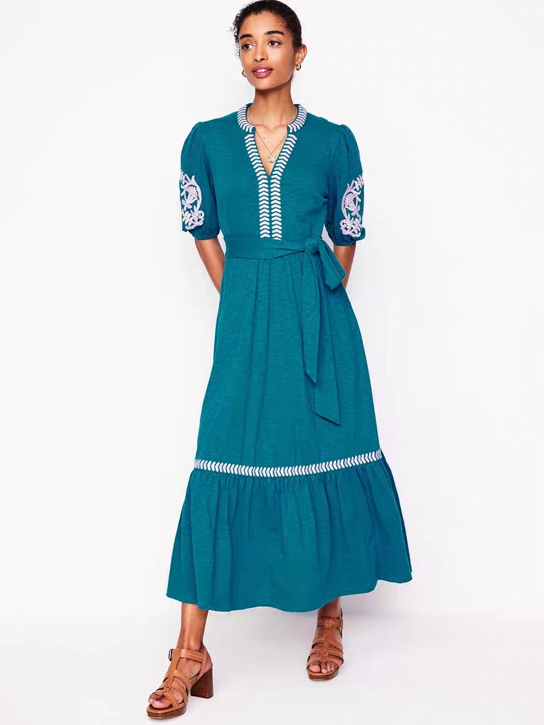 Cotton Jersey Embroidery Dress