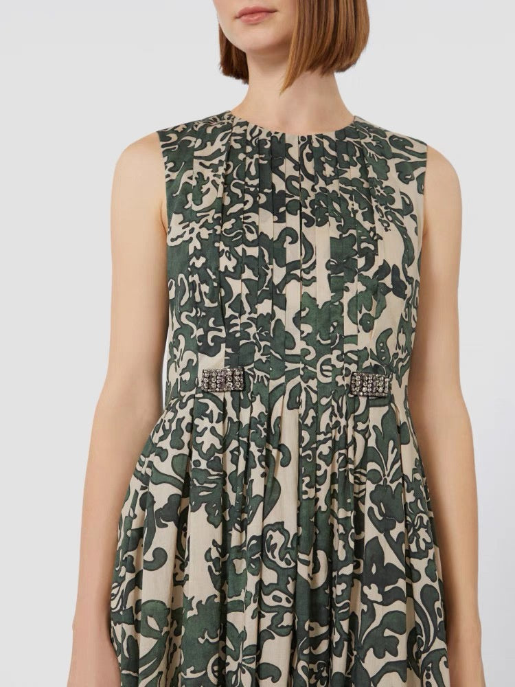 Cotton Olive Midi Dress