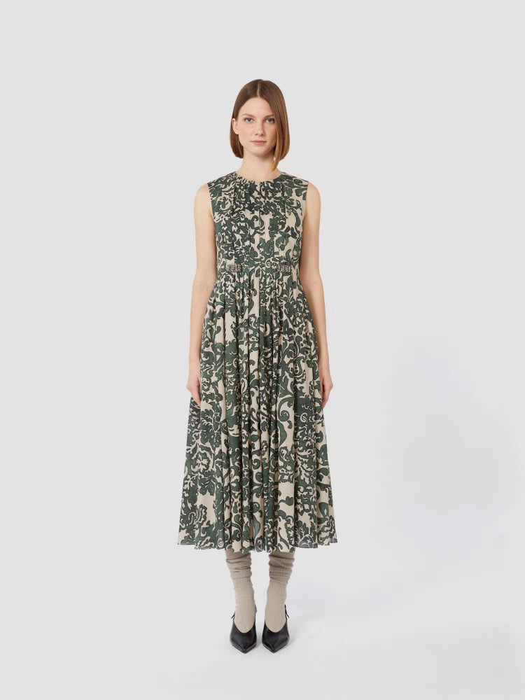 Cotton Olive Midi Dress
