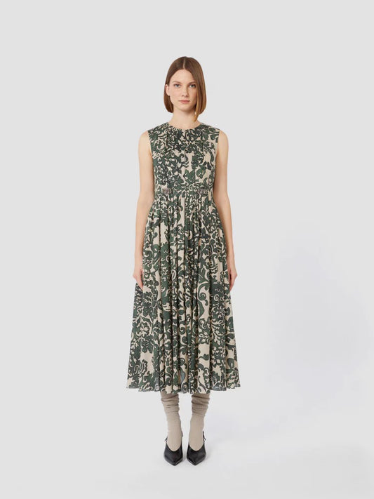 Cotton Olive Midi Dress
