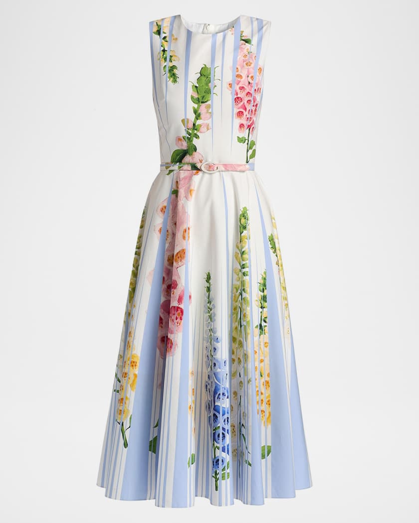 Cotton Floral-Print Midi Dress