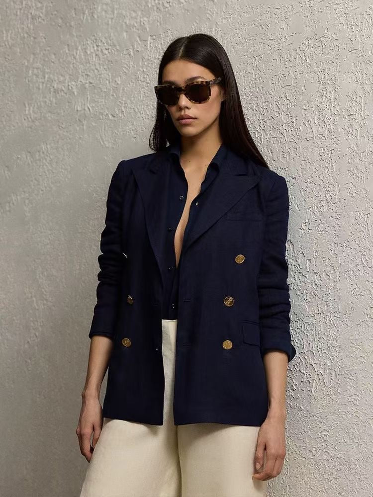 Linen Double-Breasted Jacket