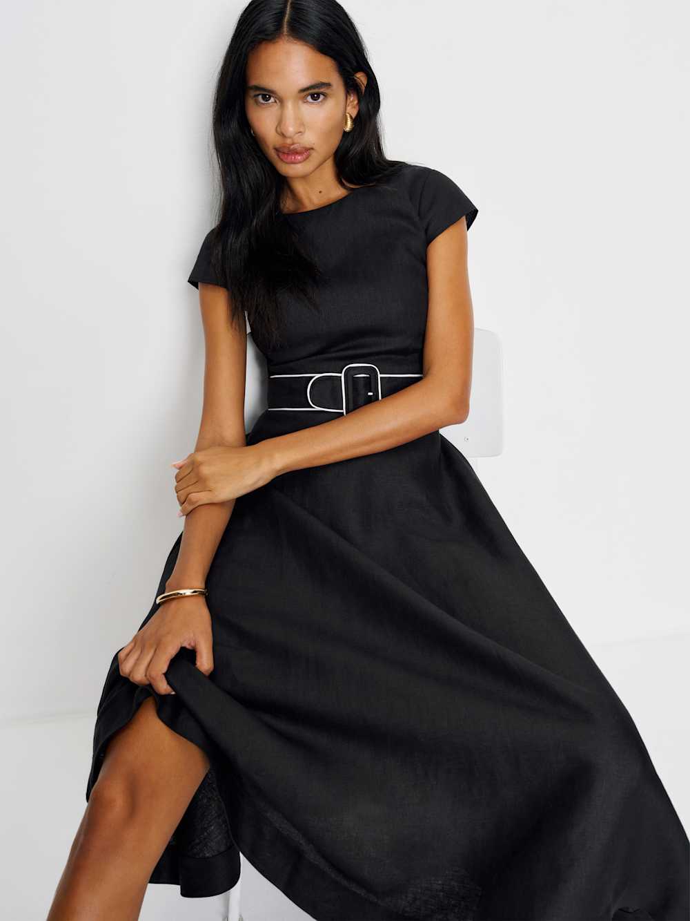 Linen Fit & Flare Dress
