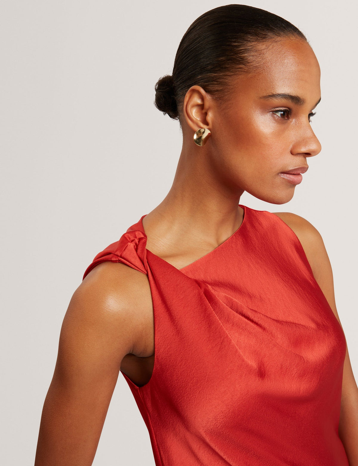Sateen Bias-Cut MIDI Dress