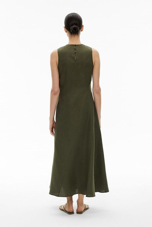 Asymmetrical Seam Linen Dress