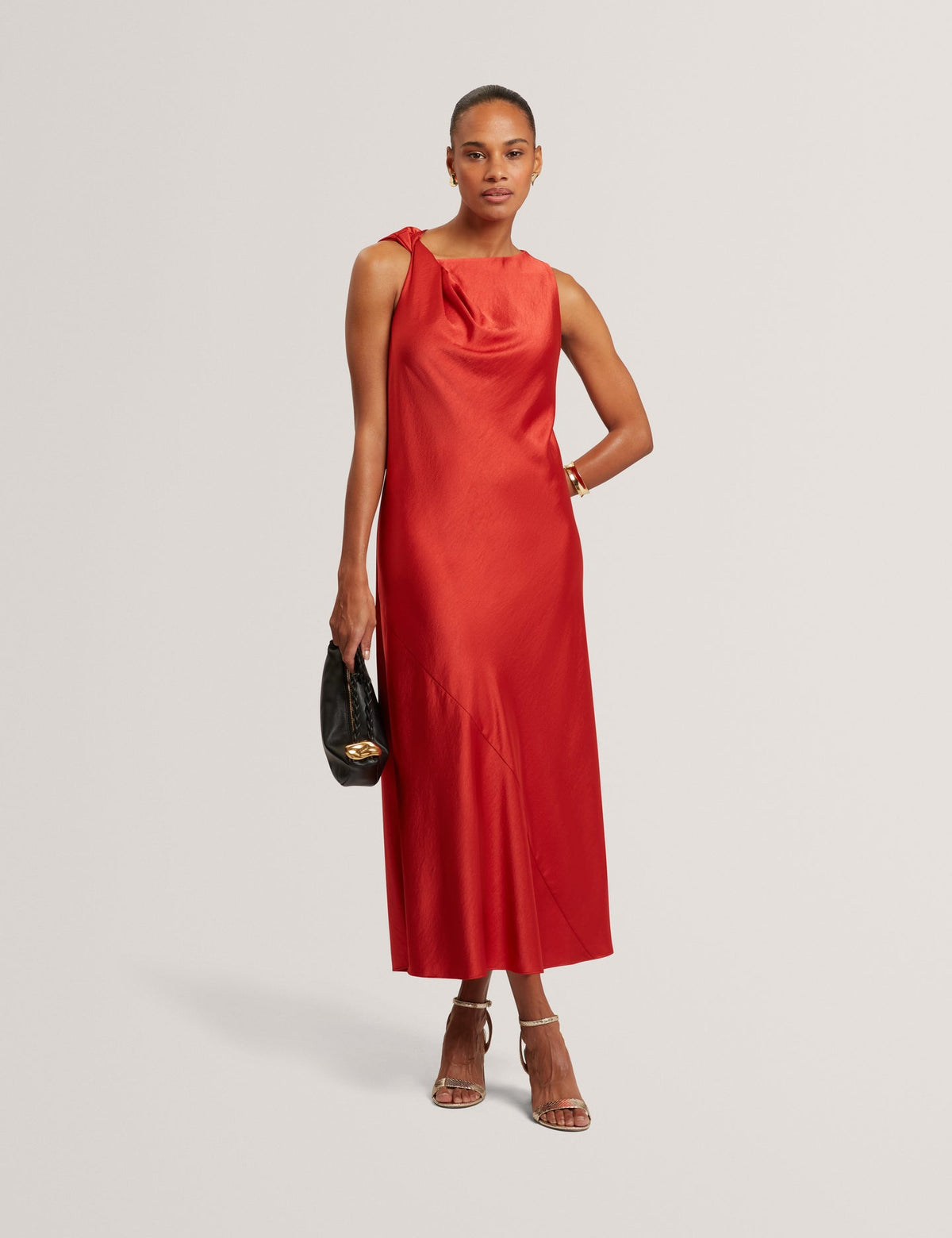Sateen Bias-Cut MIDI Dress