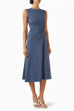 Spandex Twist Waist Midi Dress