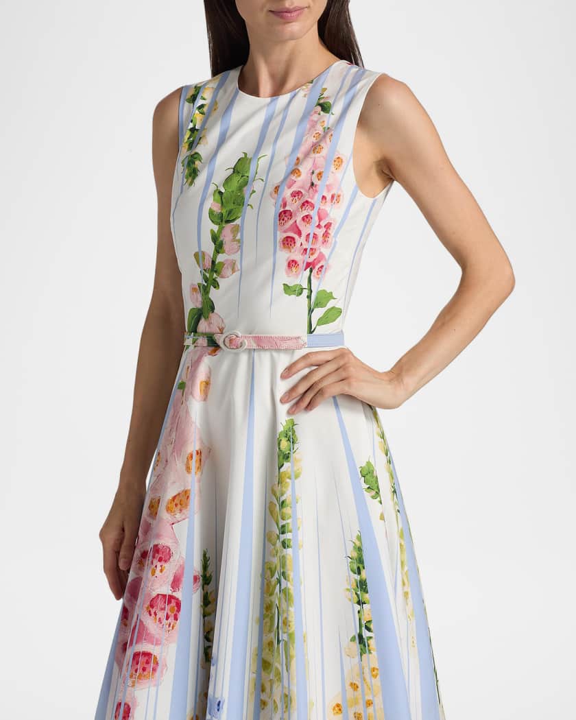 Cotton Floral-Print Midi Dress