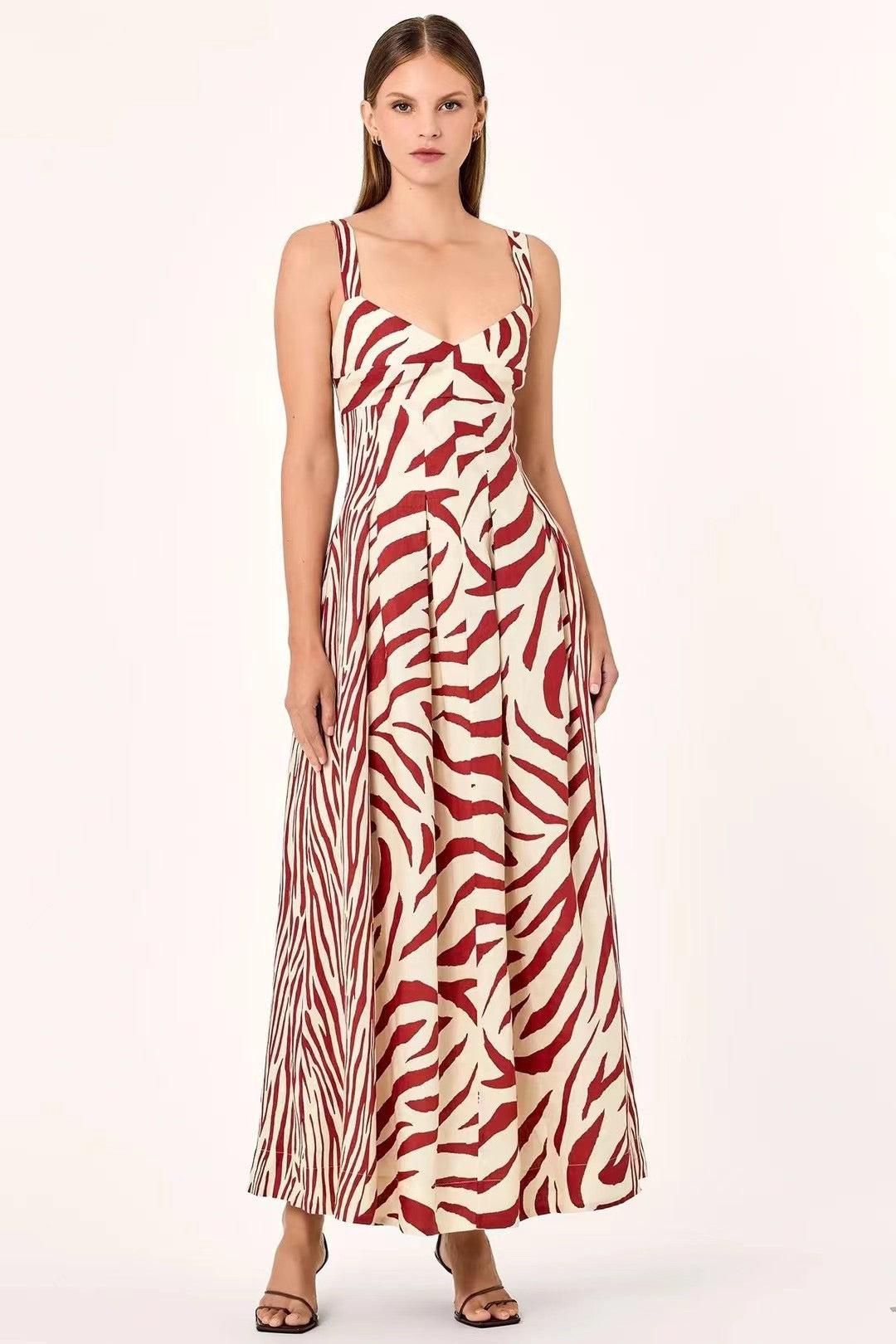 Linen Printed Midi Dress