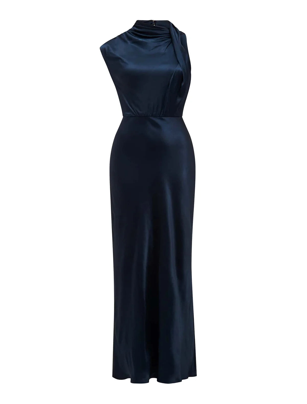 Sateen High-Neck Gown