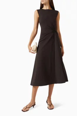 Spandex Twist Waist Midi Dress