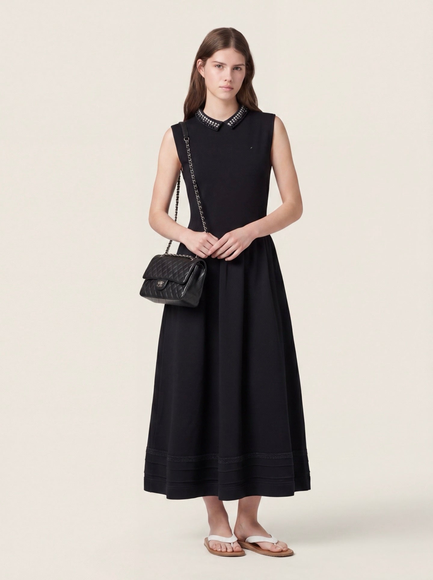 Knitted Detachable Collar Dress