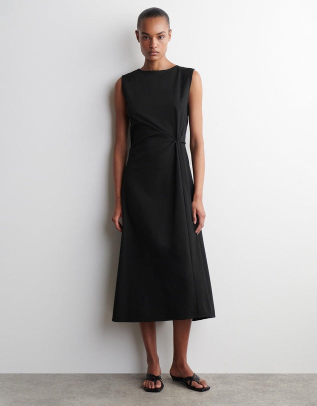Spandex Twist Waist Midi Dress