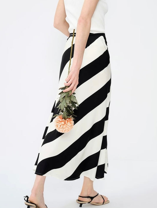 Sateen Bias-Cut Skirt