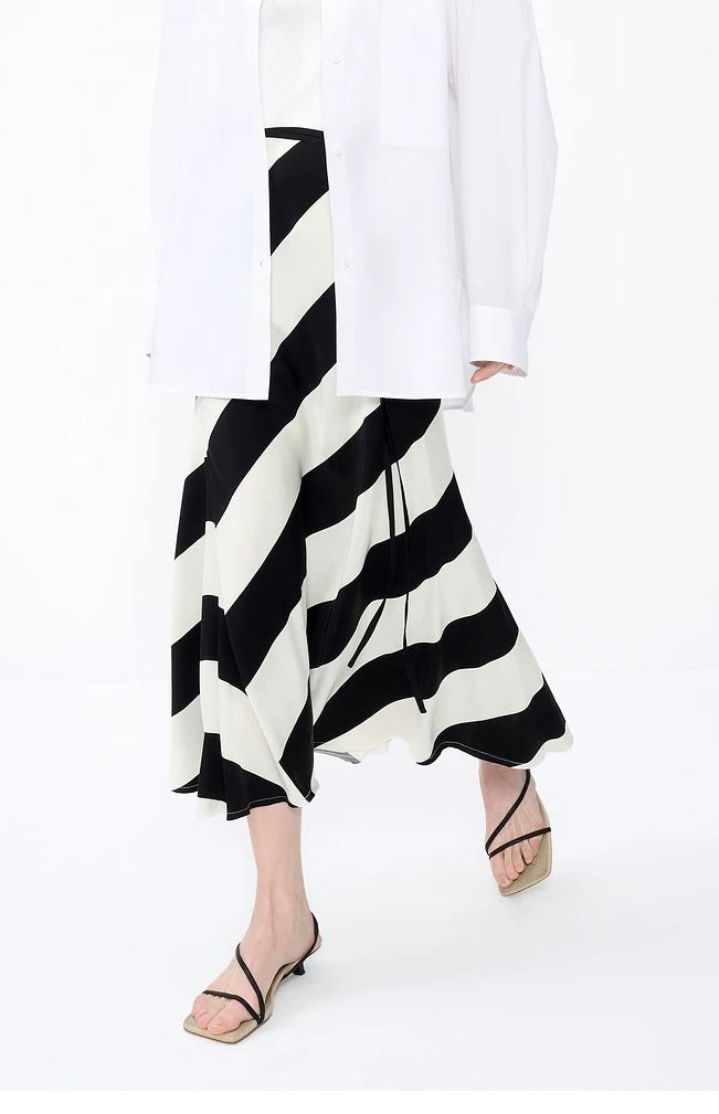 Sateen Bias-Cut Skirt