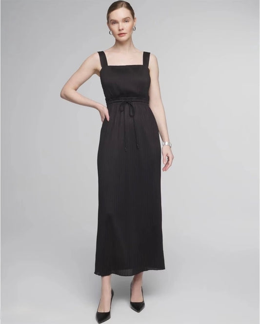 Tie-Waist Pleated Dress