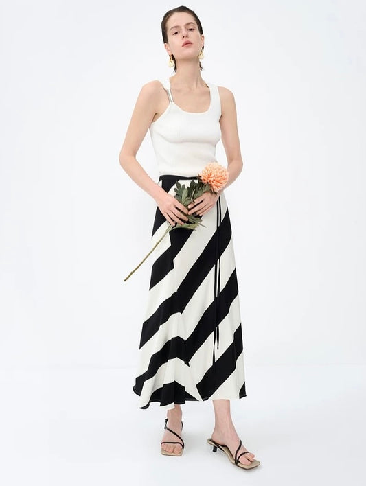 Sateen Bias-Cut Skirt