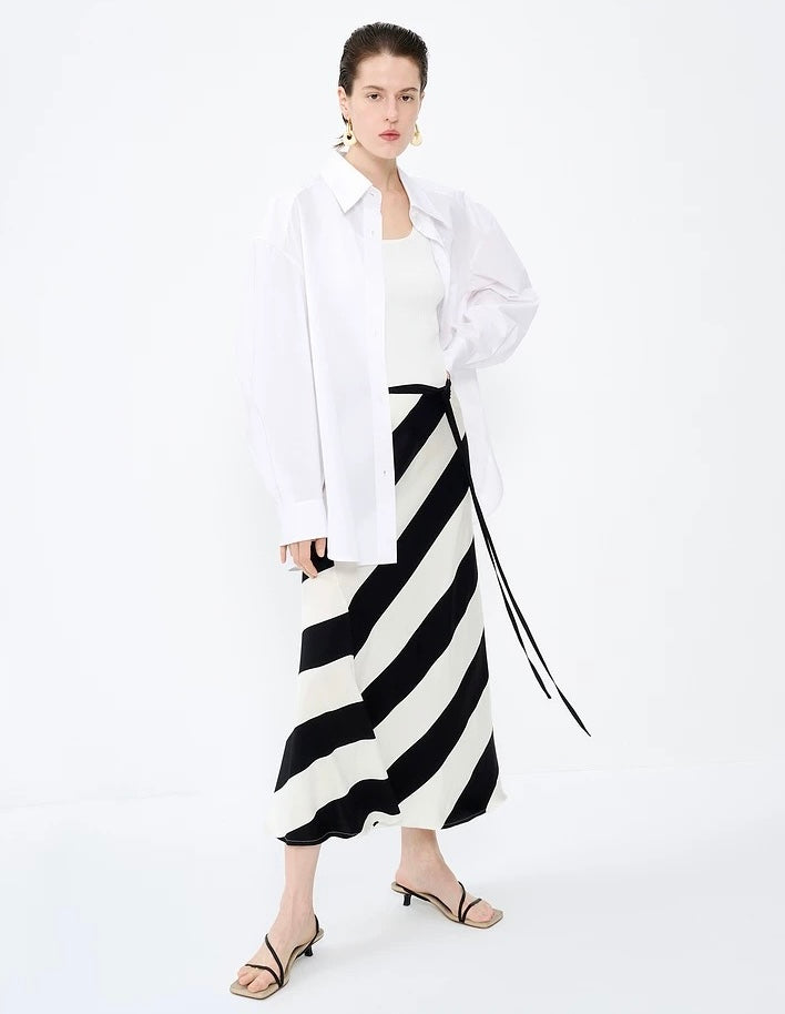 Sateen Bias-Cut Skirt