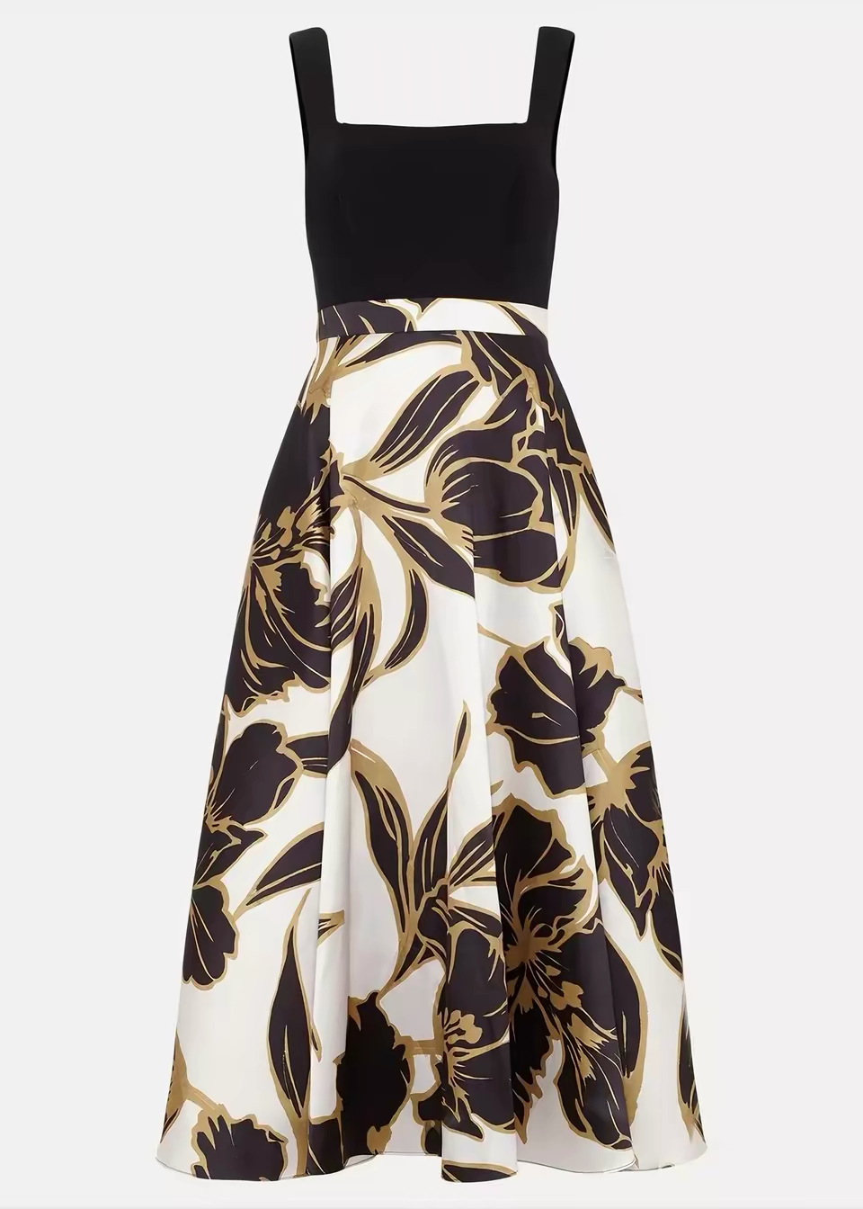 Satin Printed Flare Dress