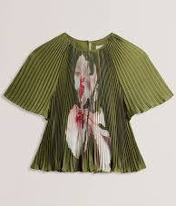 Olive Pleated Top