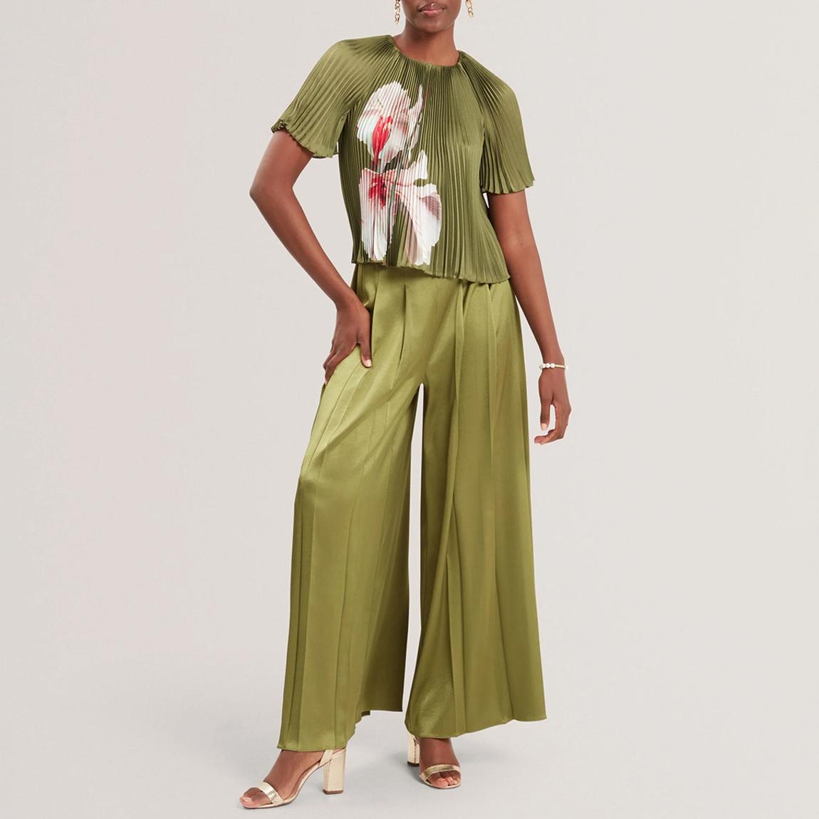 Olive Pleated Top