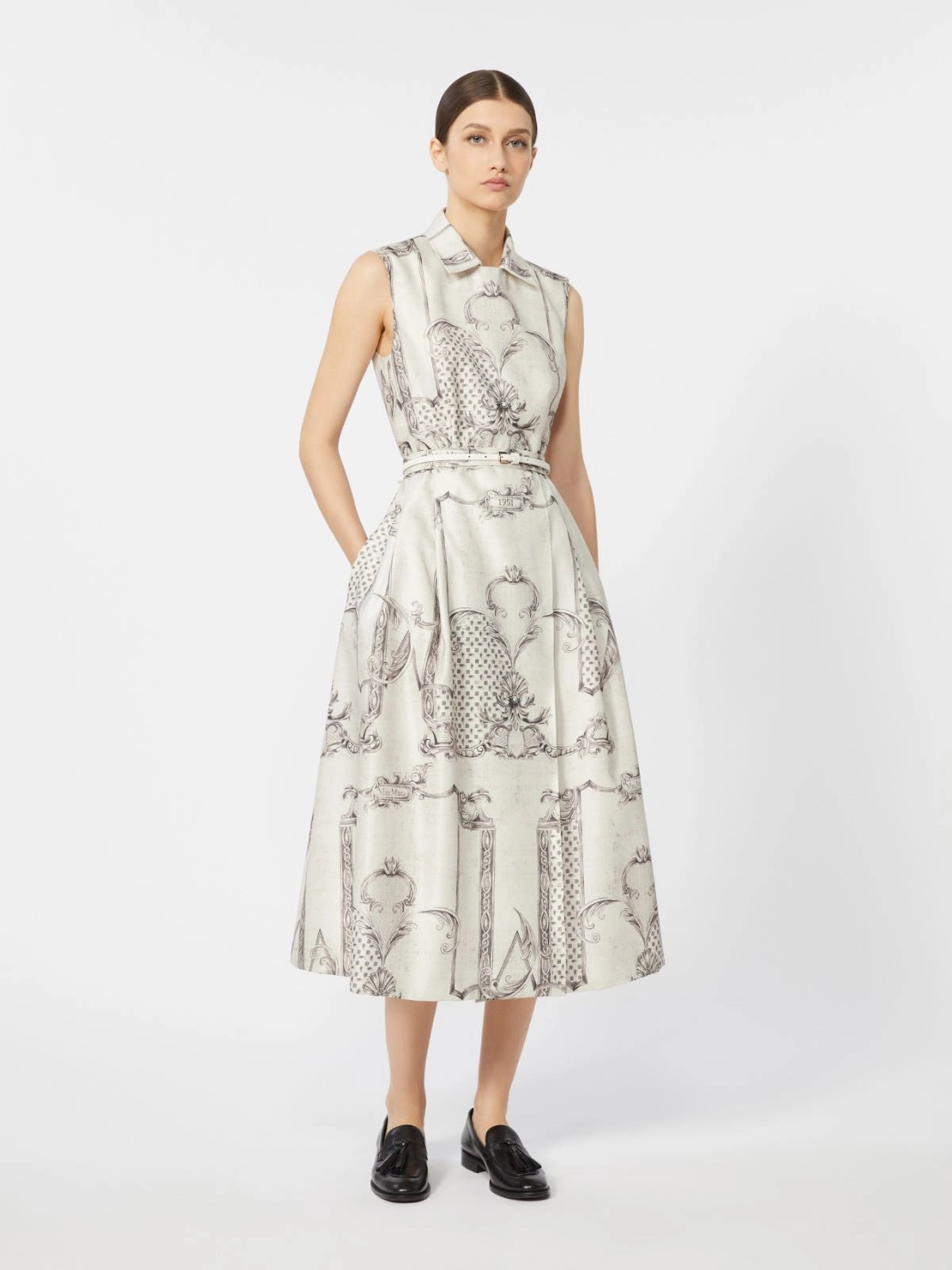 Detachable Collar Midi Dress