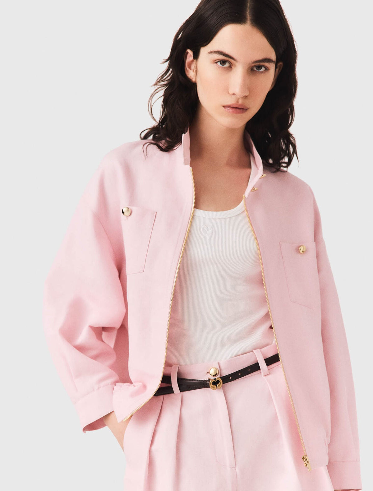 Linen Blend Bomber Jacket
