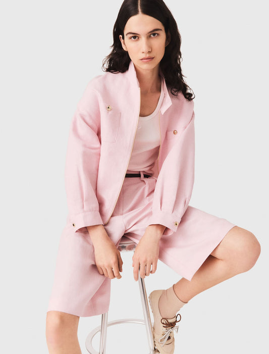 Linen Blend Bomber Jacket
