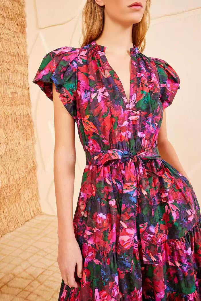 Cotton Tiered Midi Dress