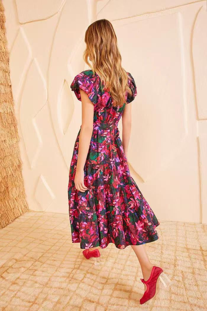 Cotton Tiered Midi Dress