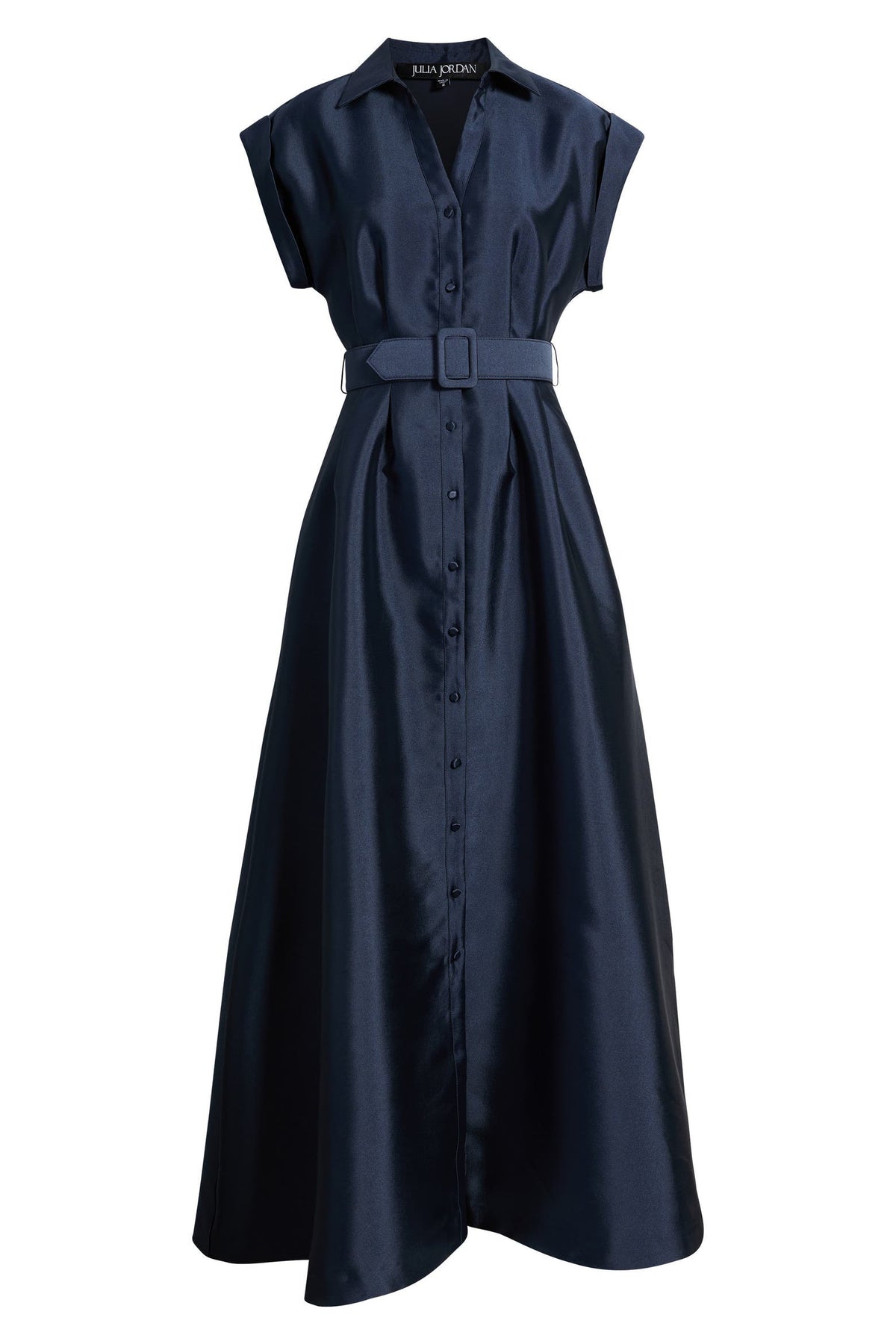 Taffeta Maxi Shirt Dress