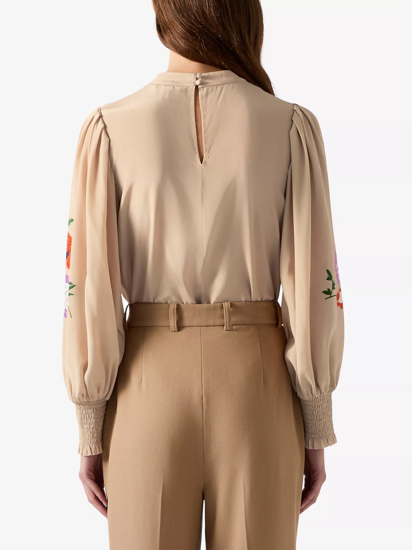 Floral-Print Silk Blouse
